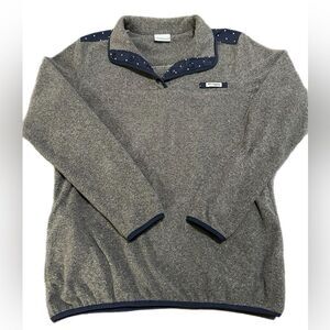 Columbia PFG Women’s Fleece Pullover-Large-Gray with Navy Accents/White Dots